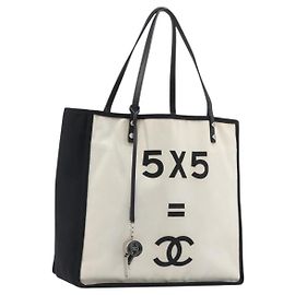 CHANEL Let's Lemon Tote Bag Canvas Beige Silver CC Other