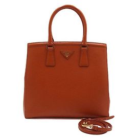 Prada Saco Tote e de Ombro Saffiano Lux Laranja Laranja