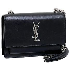 Autre Marque Mini Bolsa Tiracolo de Corrente Preta com Ferragens Prateadas Preto