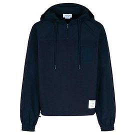 Thom Browne Ripstop und Wool Tech Milano Half-Zip Combo Hoodie Blau