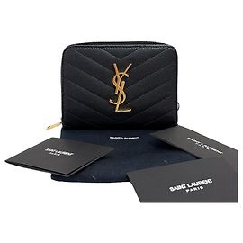 Autre Marque Cartera compacta con cremallera Monogram negra Negro