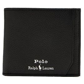 Ralph Lauren Bi-Fold Geldbörse Schwarz mit silbernem Pony-Logo Schwarz