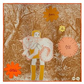 Hermès Lenço Amis pour la Vie Marrom
