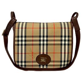Bolso de hombro Burberry Vintage Nova Check Castaño Beige