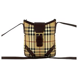 Burberry Nova Check Shadow Horse Pattern Leather Shoulder Bag Brown Beige