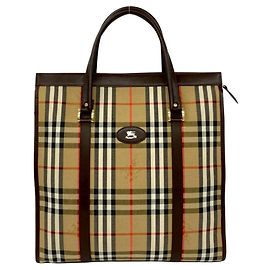 Bolso Tote Burberry Nova Check Shadow Castaño Beige