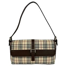 Borsa Burberry Nova Check in tela e pelle Marrone Beige
