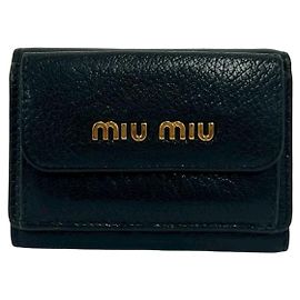 Cartera tri-fold Miu Miu de piel negra Negro