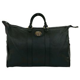 Burberry Vintage Logo Nova Check Pattern Leder Boston Bag Schwarz