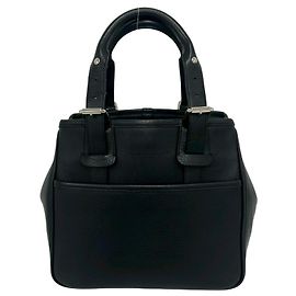 Burberry Logo Embossed Leather Handbag Black