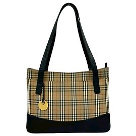 Sac cabas BURBERRY en toile Nova Check et cuir Noir Beige