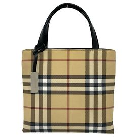 Mini mala tote Burberry Nova Check em lona e couro Preto Bege