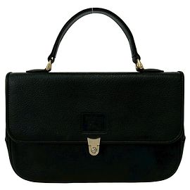 Burberry Vintage Nova Check Pattern Leather Handbag Black