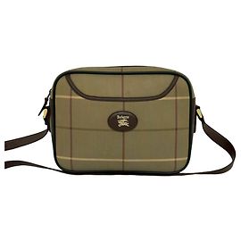 Bolsa de Ombro em Couro e Lona Burberry Shadow Horse Logo Marrom Caqui