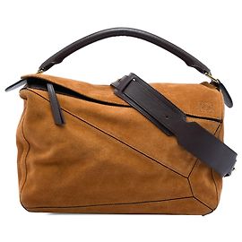 Sac Puzzle Satchel LOEWE en daim marron Large Marron