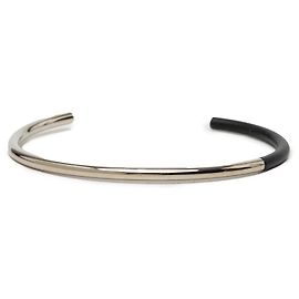 Autre Marque Dior Silver Palladium Plated and Leather Cuff Bracelet Silvery