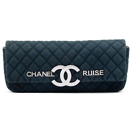 Clutch Chanel Blue Quilted Canvas CC Cruise East West Flap Blu Blu navy