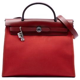 Hermès Red Toile Herbag Zip 31 Red