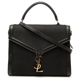 Autre Marque mala Cassandra Top Handle Medium em lona preta Saint Laurent Preto