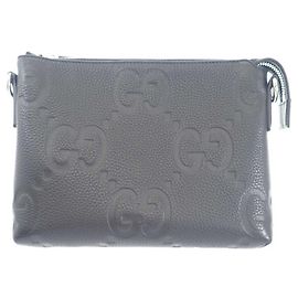 Borsa a tracolla Gucci in pelle di vitello embossed Jumbo GG, nera, piccola Nero