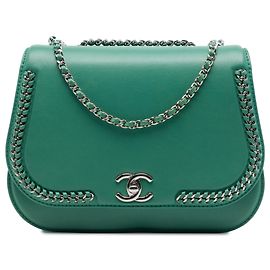 Chanel Green Medium Calfskin Braided Chic Flap Vert
