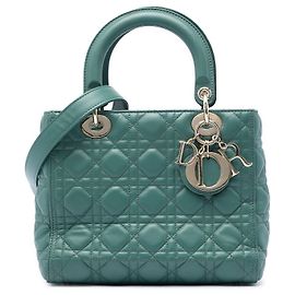 Autre Marque Dior Green Medium Lambskin Cannage Lady Dior Verde Verde escuro