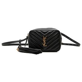 Autre Marque Borsa cintura Lou Saint Laurent in pelle di vitello nera chevron, monogramma e nappa Nero