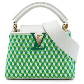 Louis Vuitton White Embroidered Taurillon Mini Capucines Bianco
