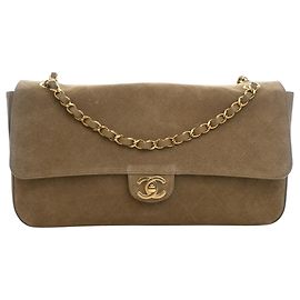 Chanel Brown Small Quilted Suede Souplissimo Maxi Flap Brown Khaki