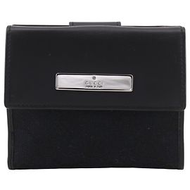 Gucci Black GG Canvas Compact Bi-Fold Wallet Black