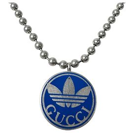 Collar de cadena de bolas Gucci x Adidas Trefoil Plata Azul