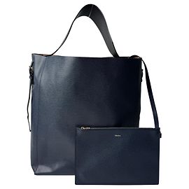 Saco de ombro bucket Valextra com bolsa Azul marinho