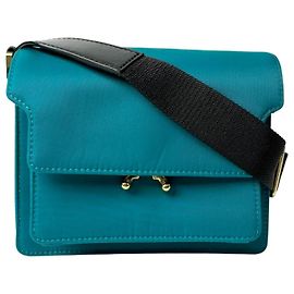 Borsa a tracolla Marni Trunk in nylon Blu Verde