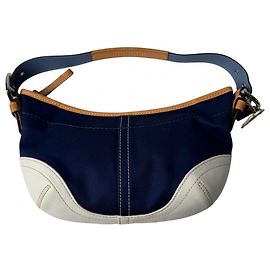 Bolso Coach Soho Half Moon Denim 4431 para mujer Blanco Marrón claro Azul marino