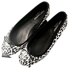 Autre Marque Saint Laurent Leopard Print Pony Hair Ballet Flats Black White Leopard print