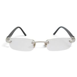 ARMA DE ÓCULOS CARTIER BELLAGIO METAL DECOR C ALONGADO ESTOJO Prata