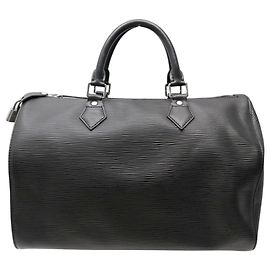SAC A MAIN LOUIS VUITTON SPEEDY 35 M42992 CUIR EPI NOIR BLACK LEATHER BAG Noir