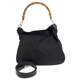 Bolsa Gucci Bamboo em nylon preto Preto