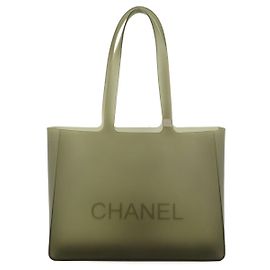 Borsa Tote in gomma con logo Chanel Grigio