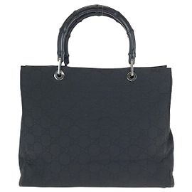 Gucci Bamboo Nylon Tote Bag Schwarz Schwarz