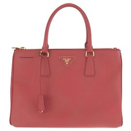Bolso Tote Prada Saffiano con logotipo triangular Roja