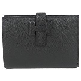 Hermès Cartera compacta Hermes New H Passant Negro