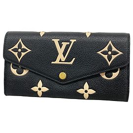 Portefeuille long Louis Vuitton Monogram Empreinte Bicolor Noir Beige
