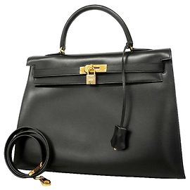 Hermès Borsa Hermes Kelly 35 in pelle Box Calf nera Nero
