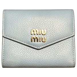Portamonete Miu Miu in pelle, Light Blue Gray Blu chiaro