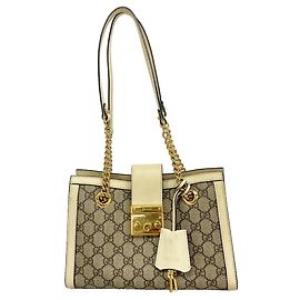 Borsa Tote Gucci Padlock GG Small Marrone Bianco