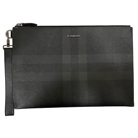 Burberry London Check Clutch Bag for Men Dark grey