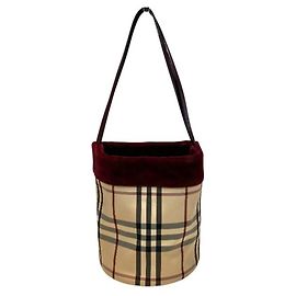 Burberry Nova Check Handbag Beige Dark red