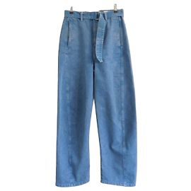 Lemaire Vaqueros anchos de talle alto con cinturón - Azul Azul