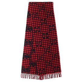 Bufanda de punto de lana Gucci GG Jacquard Block Check Negro Roja